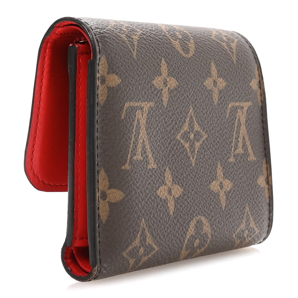 Louis Vuitton Monogram Flower Lock Compact Wallet Coquelicot
