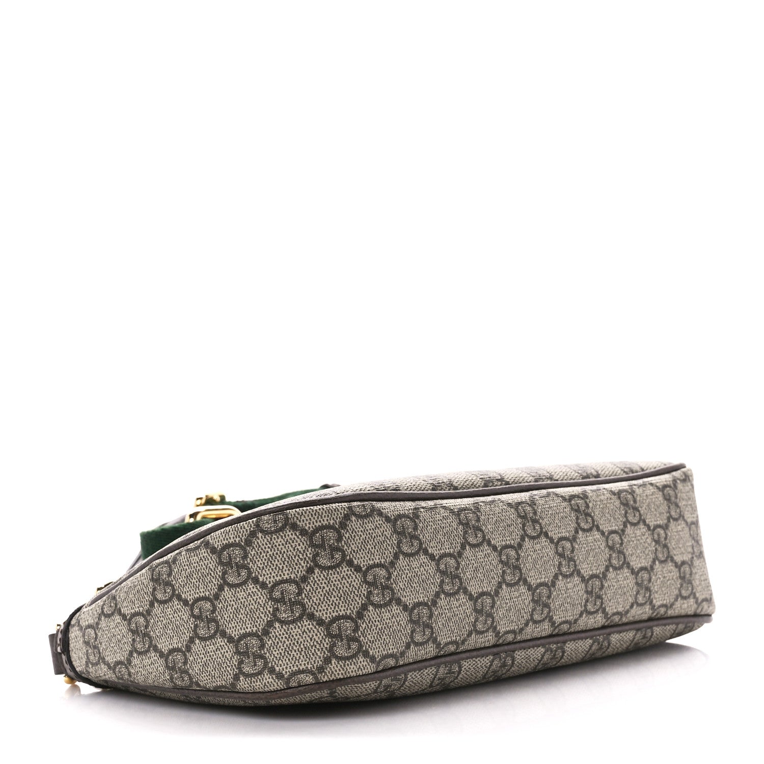 Gucci GG Supreme Monogram Textured Dollar Calfskin Web Small Ophidia GG Handbag Beige Ebony New Acero