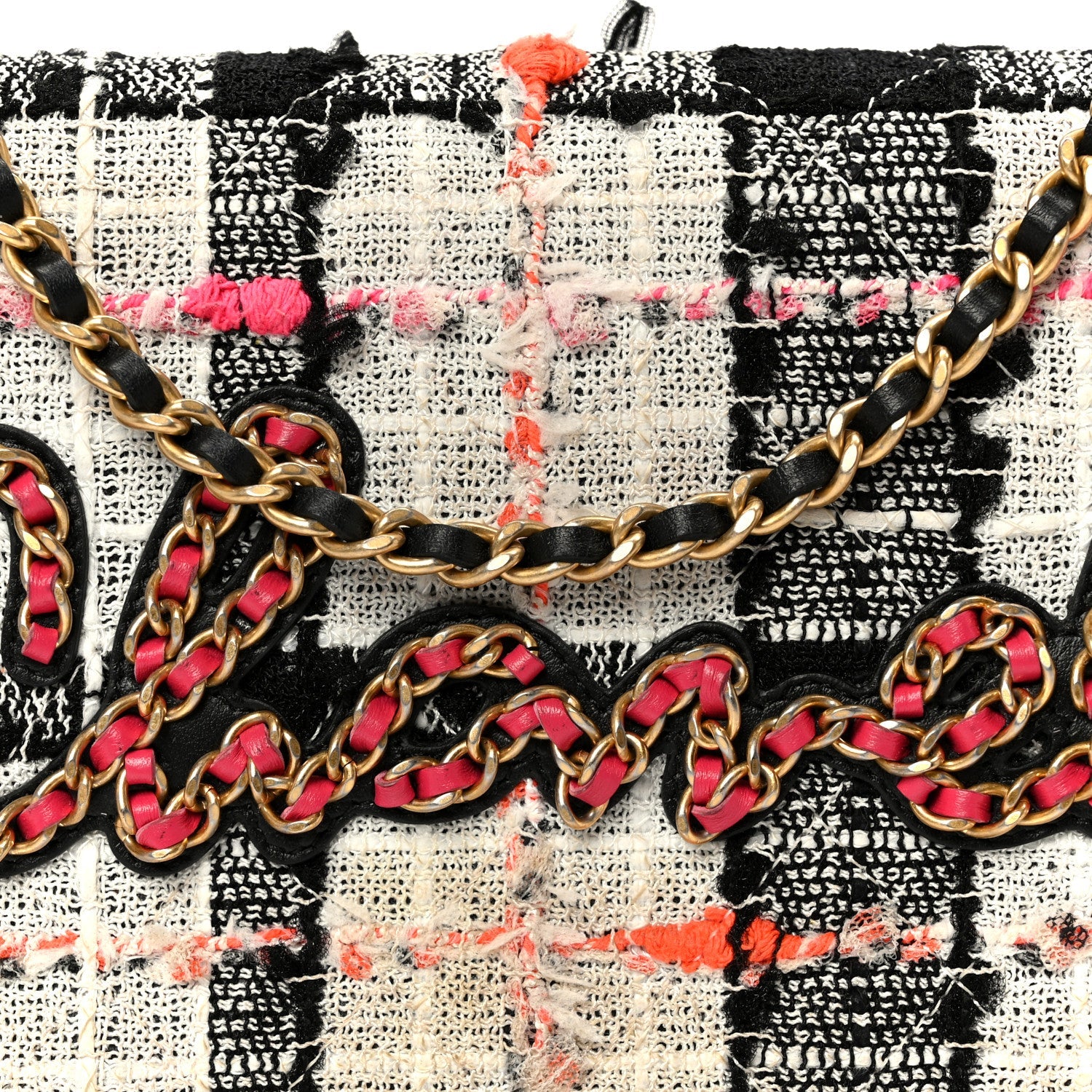 Chanel Tweed Calfskin Signe Wallet On Chain WOC Black Pink Orange