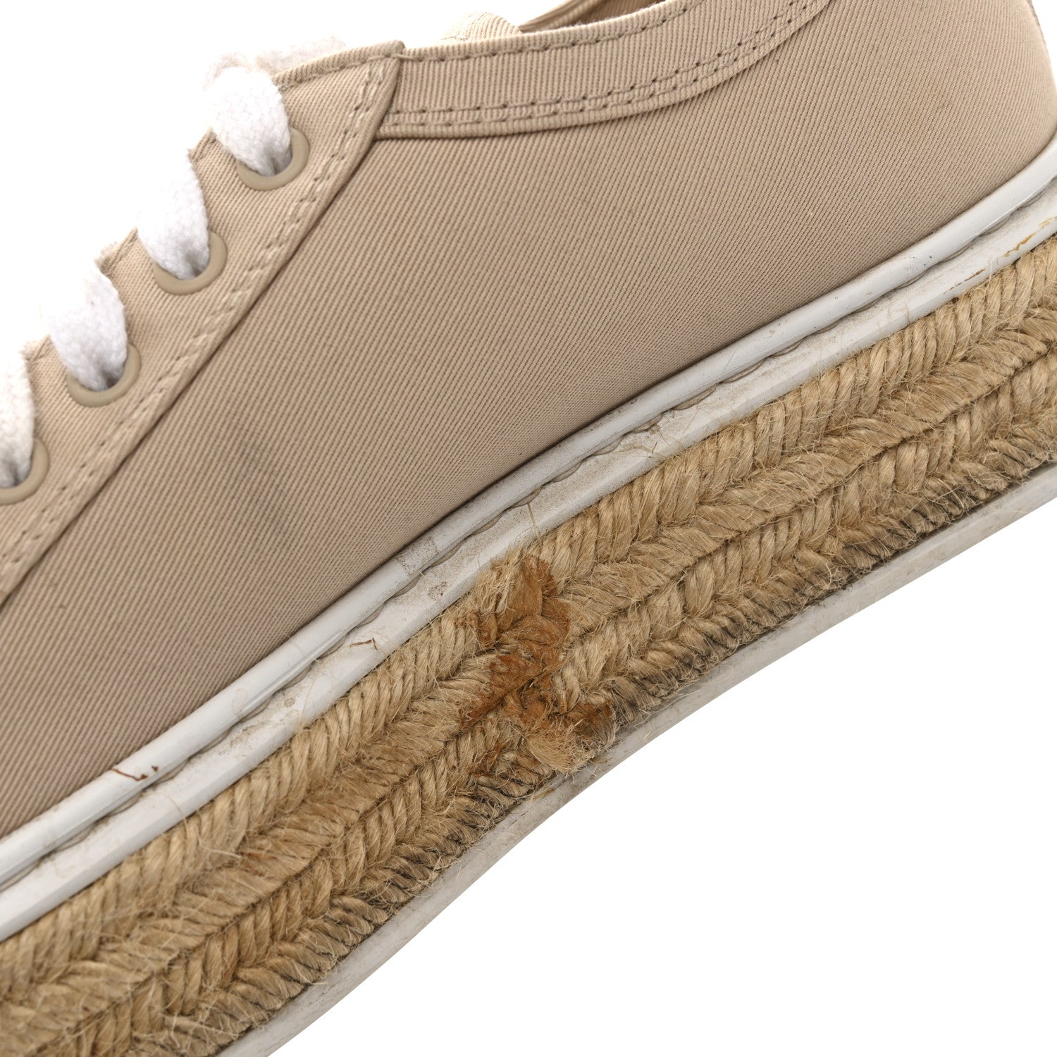 Prada Canvas Gabardine Espadrille 45mm Platform Sneakers 37.5 Corda