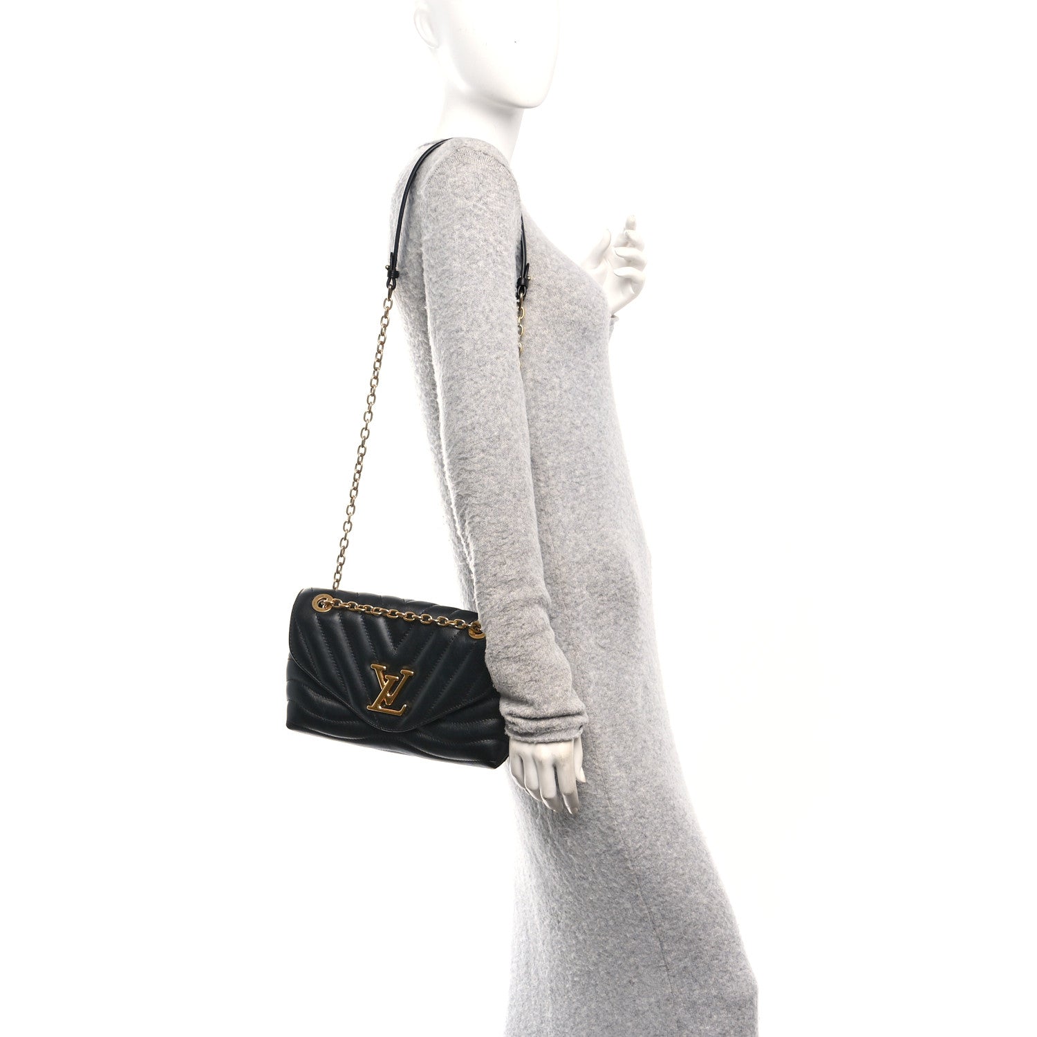 Louis Vuitton Calfskin LV New Wave Chain Bag Black