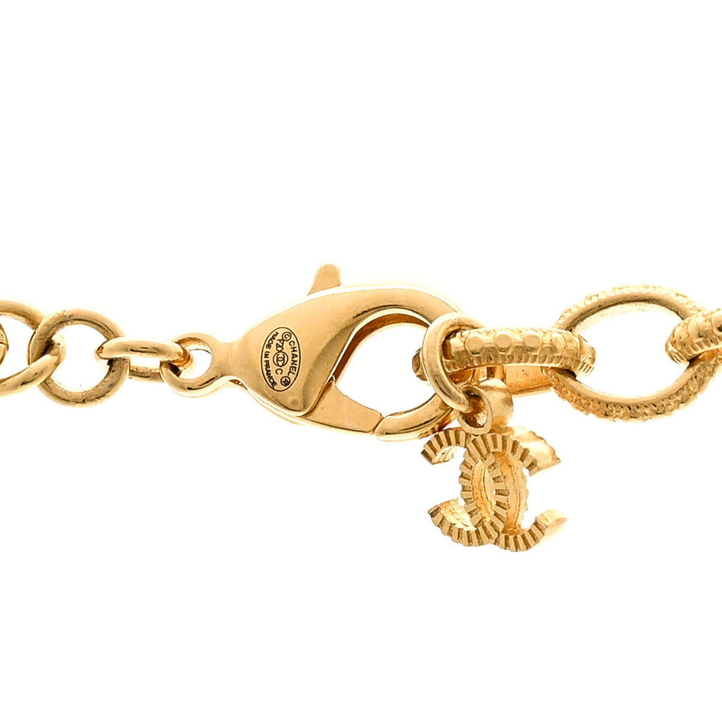 CC Padlock ID Dog Tag Charm Necklace Gold