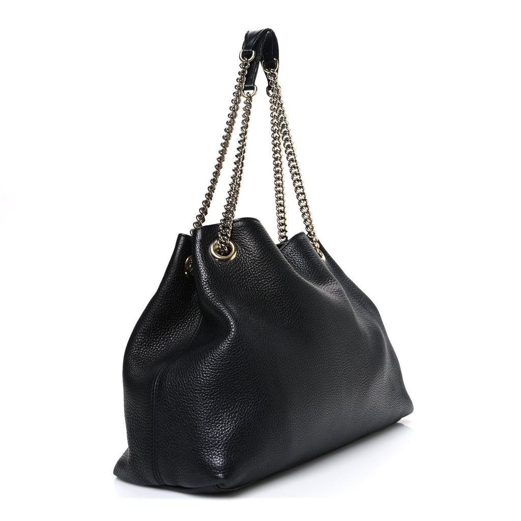 Gucci Pebbled Calfskin Medium Soho Chain Shoulder Bag Black