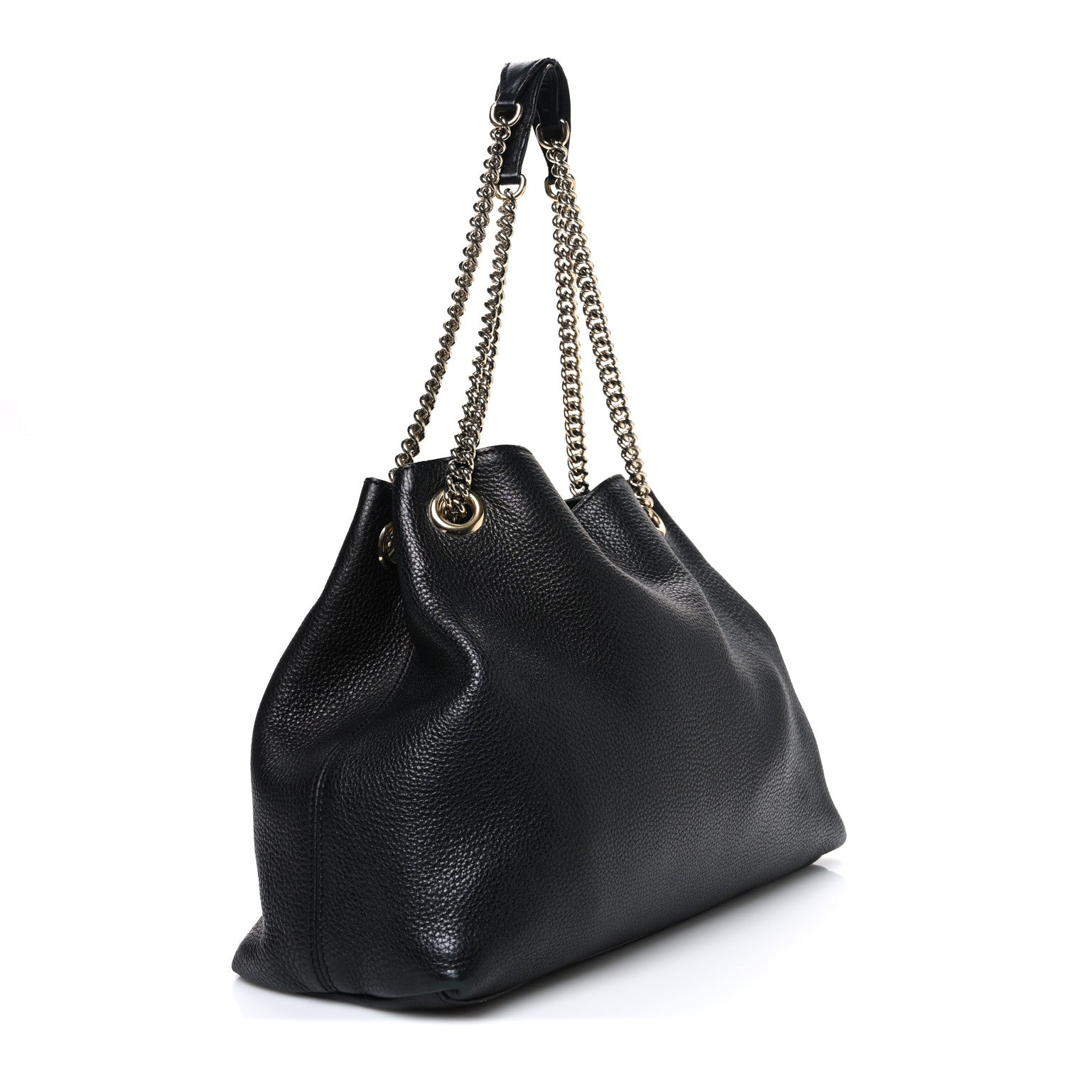 Gucci Pebbled Calfskin Medium Soho Chain Shoulder Bag Black
