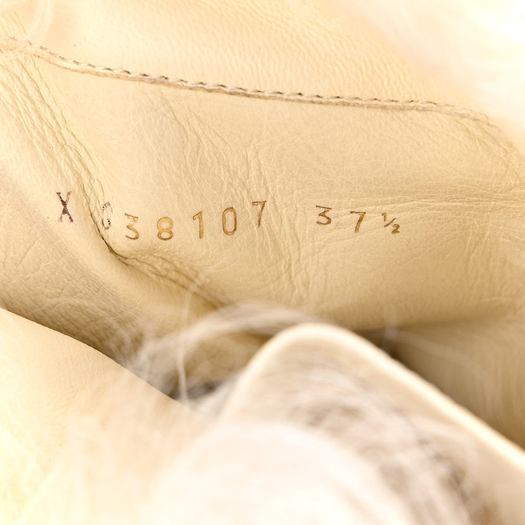 Chanel Shearling Sheepskin High Boots 37.5 Ivory Black