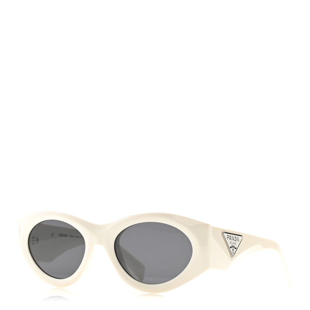 Prada Acetate Oval Symbole Sunglasses SPR 20Z White