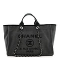 Chanel Canvas Sequin Medium Deauville Tote Charcoal