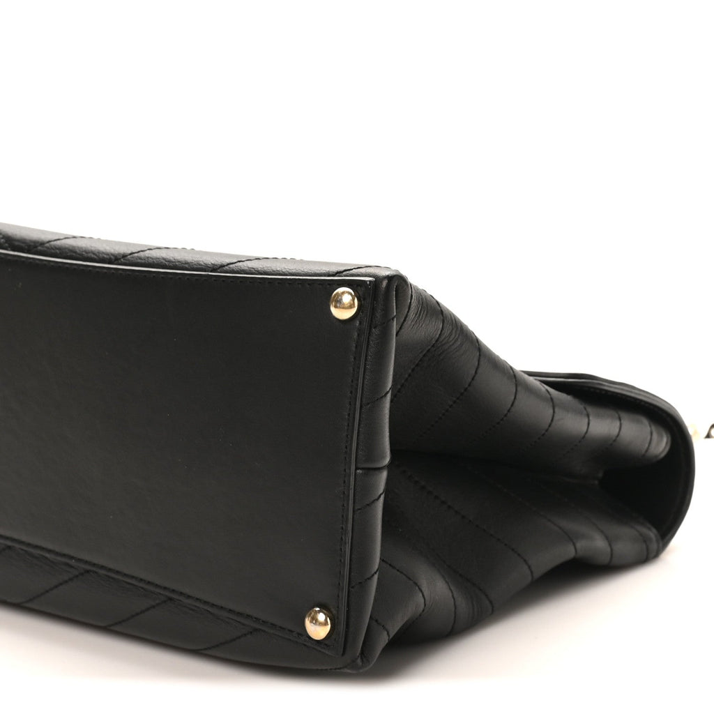 Chanel Calfskin Chevron Stitched Large Envelope Flap Black