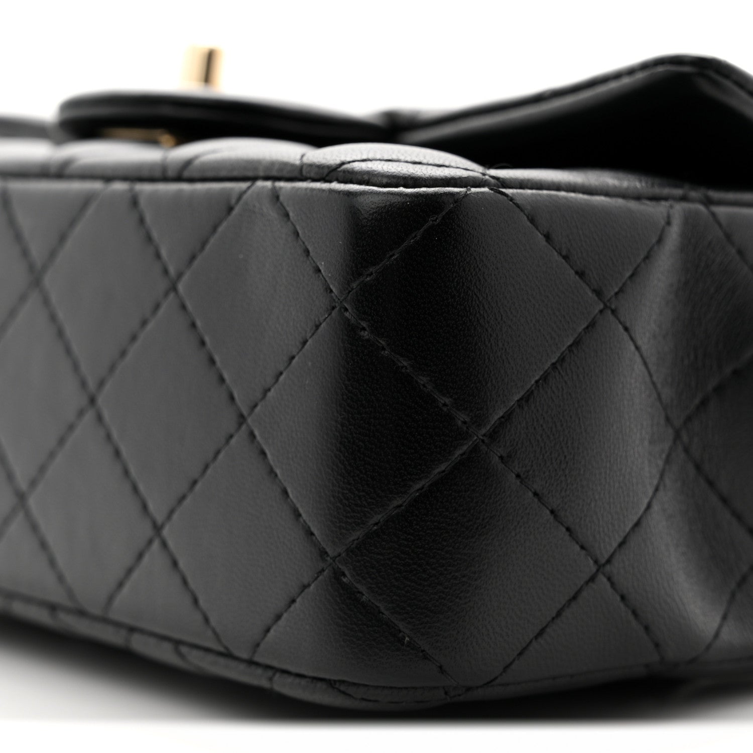 Chanel Lambskin Quilted Mini Rectangular Flap Black