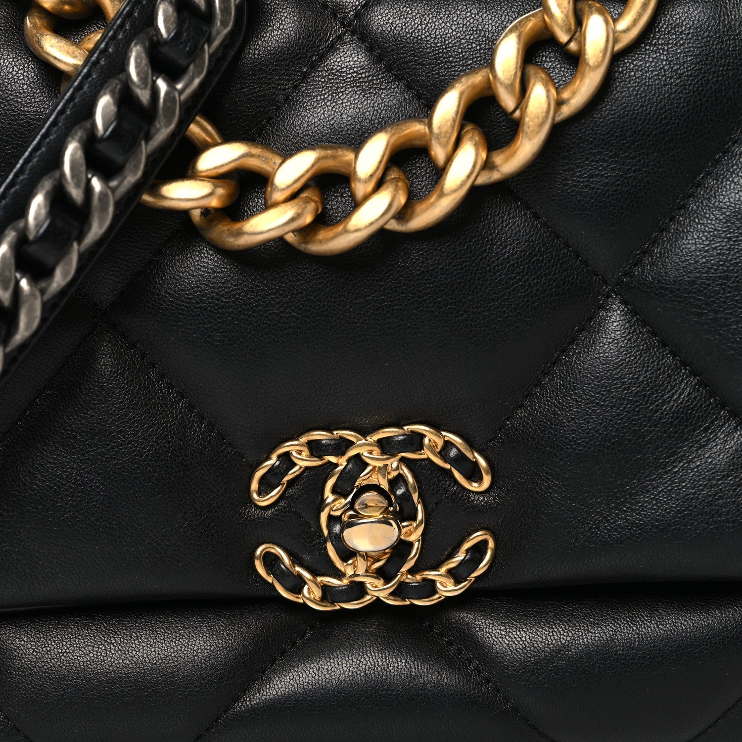 Chanel Lambskin Quilted Large Chanel 19 Flap Black