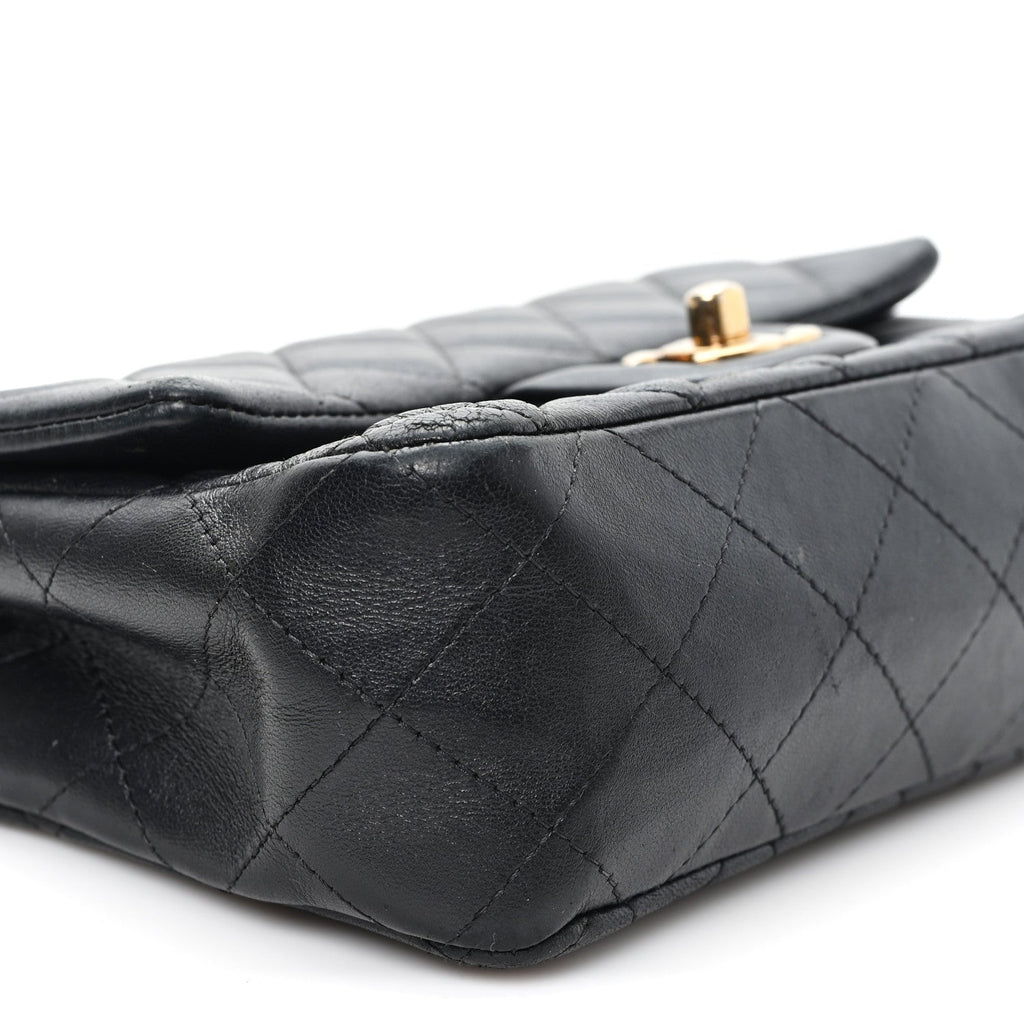 Chanel Lambskin Quilted Mini Rectangular Flap Black