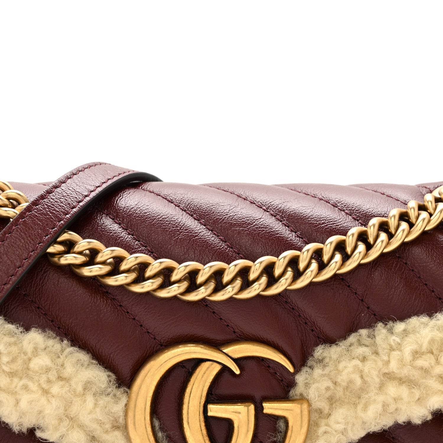 Gucci Azalea Calfskin Wool Matelasse Diagonal Small GG Marmont Shoulder Bag Sand Desert