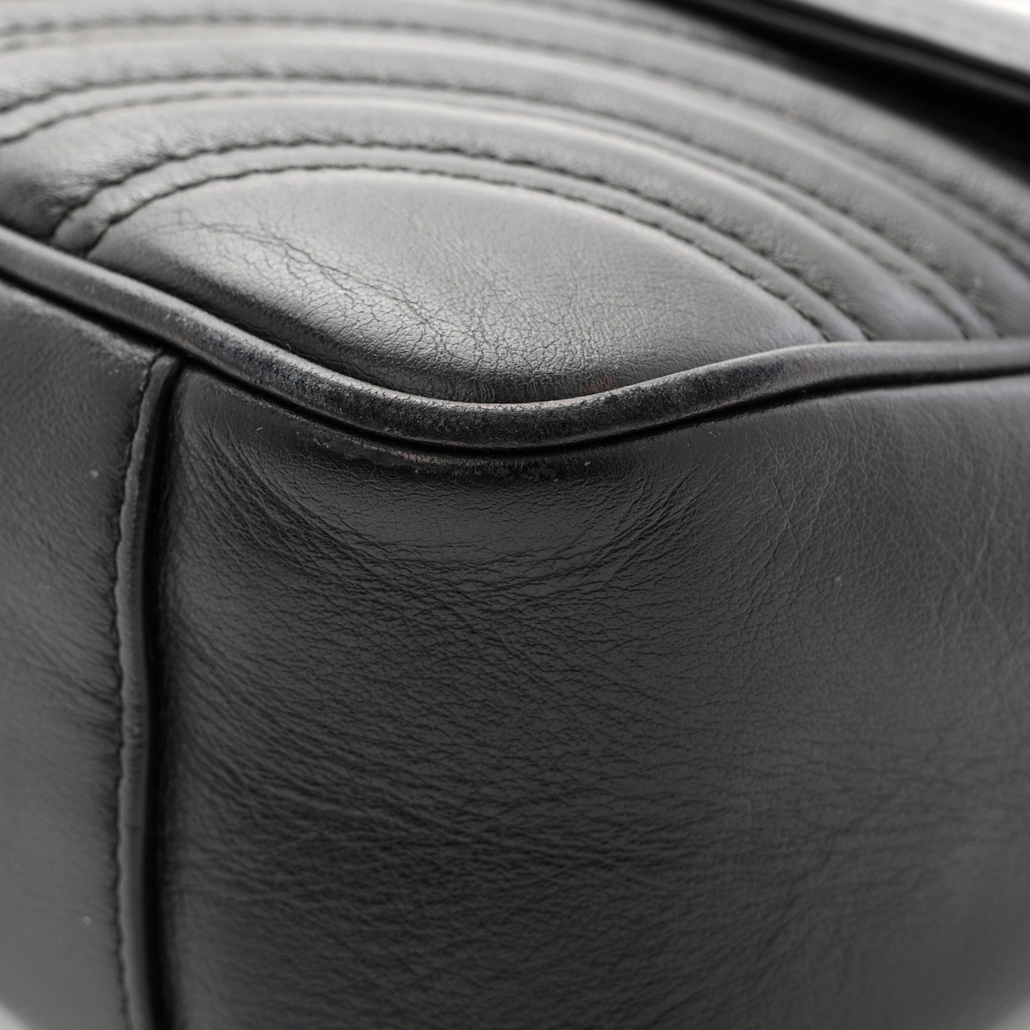 Gucci Calfskin Matelasse Small GG Marmont Shoulder Bag Black