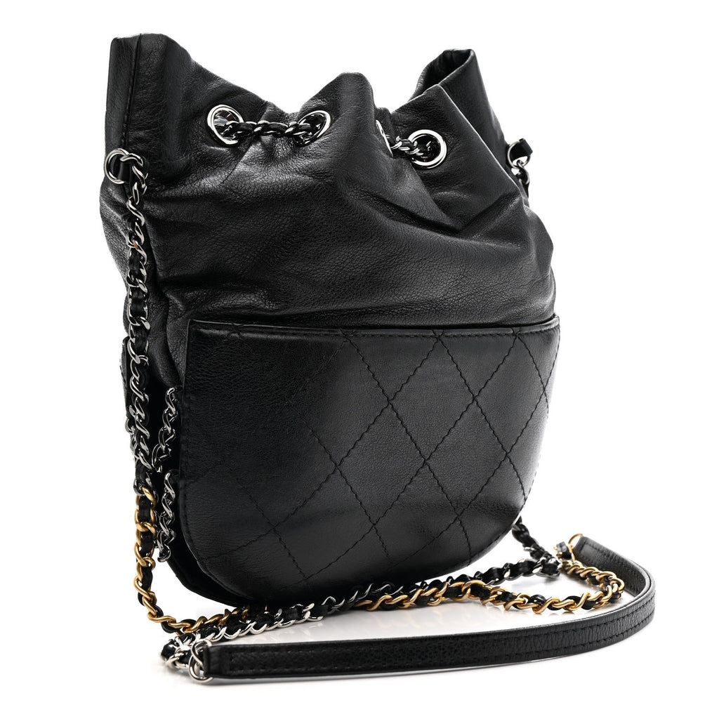Chanel Calfskin Quilted Small Gabrielle Bucket Black