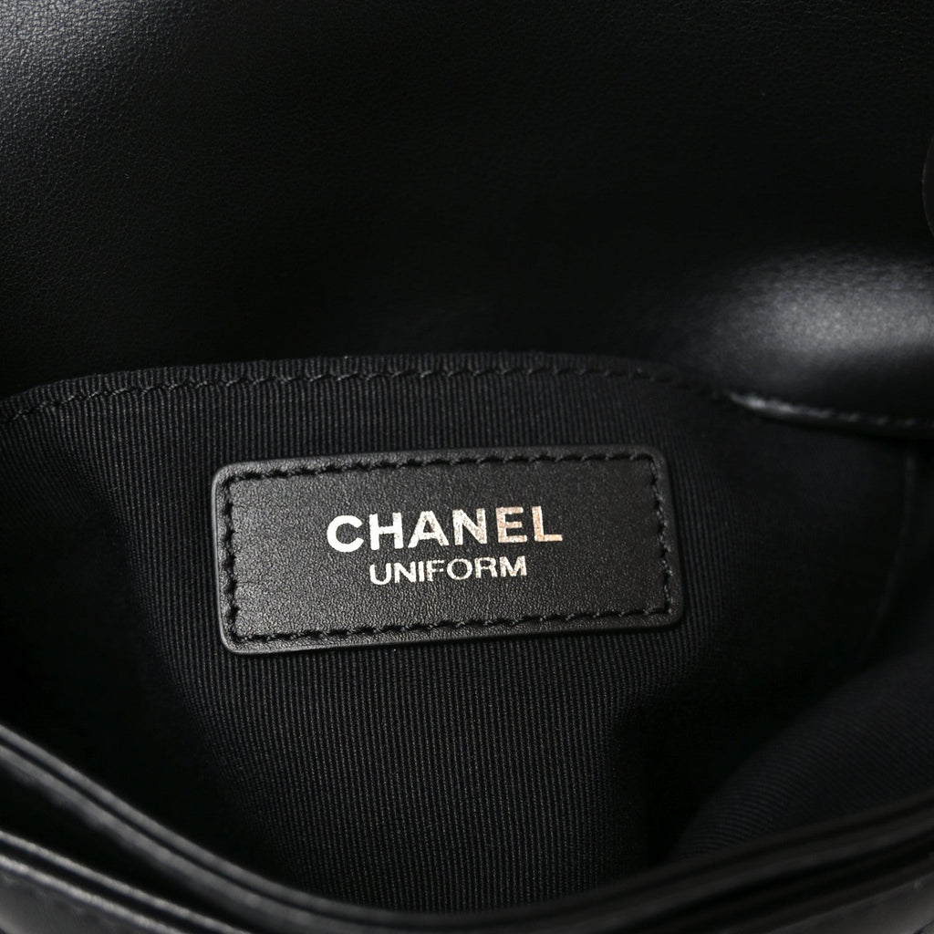 Chanel Calfskin Quilted CC Uniform Flap Belt Bag Black