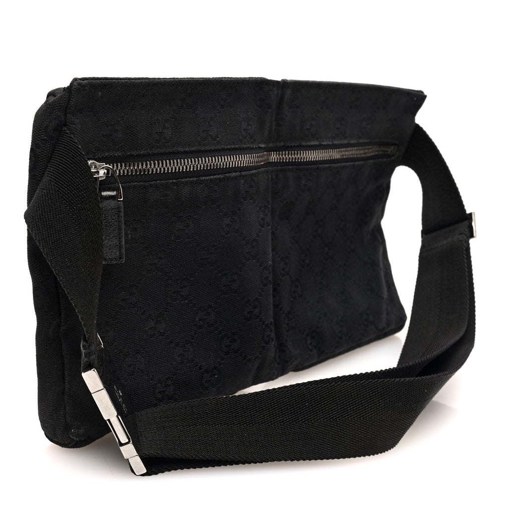 Gucci GG Monogram Double Pocket Belt Bag Black