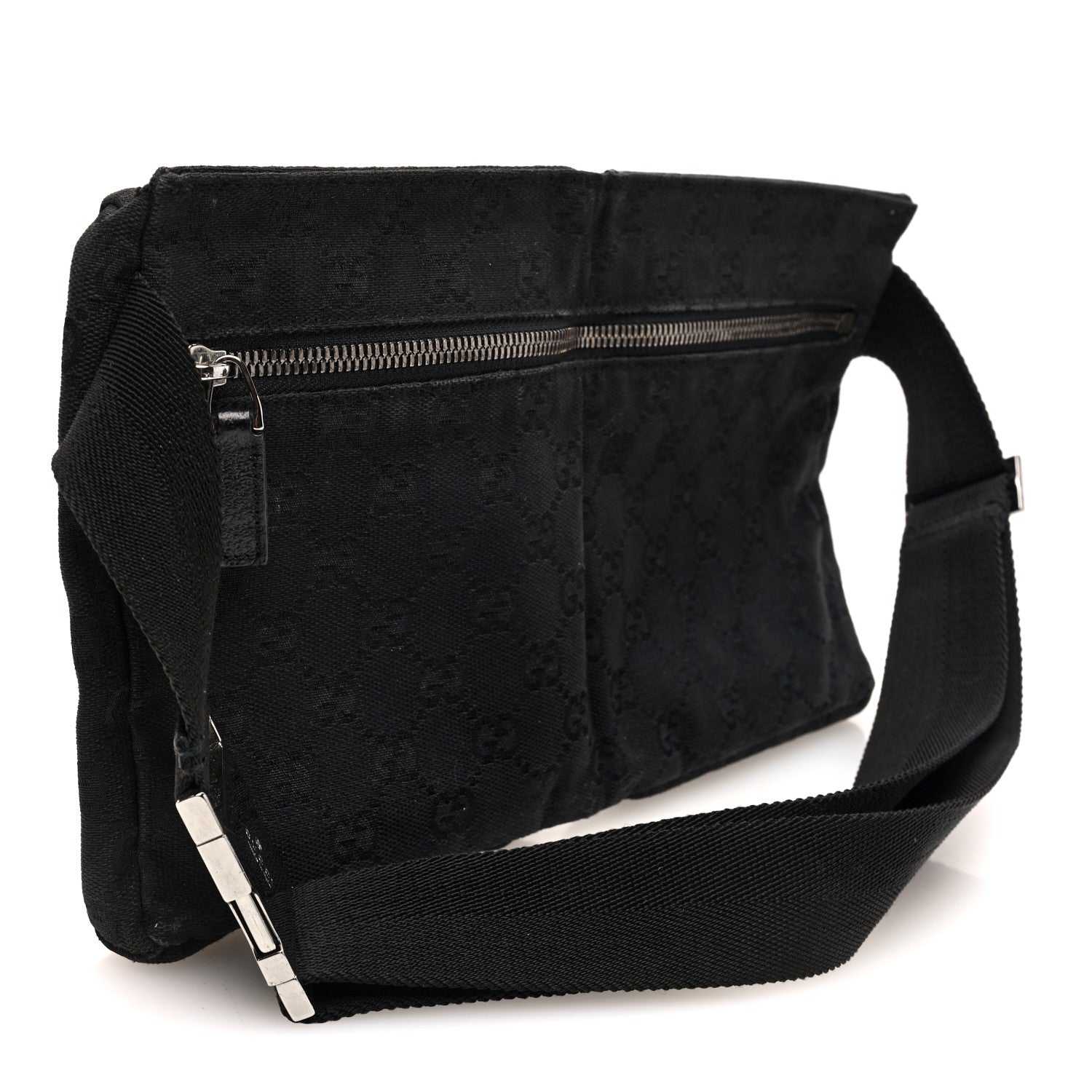 Gucci GG Monogram Double Pocket Belt Bag Black