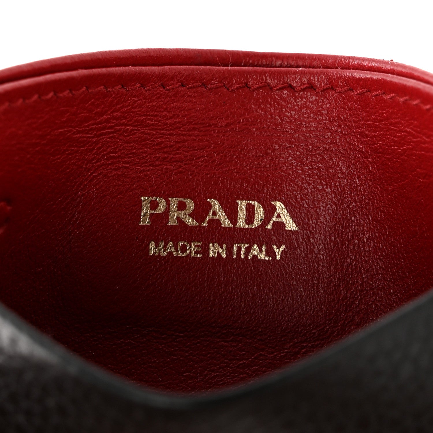 Prada Vitello Grain Metal Card Holder Black Fuoco