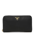 Prada Saffiano Metal Zip Around Wallet Black