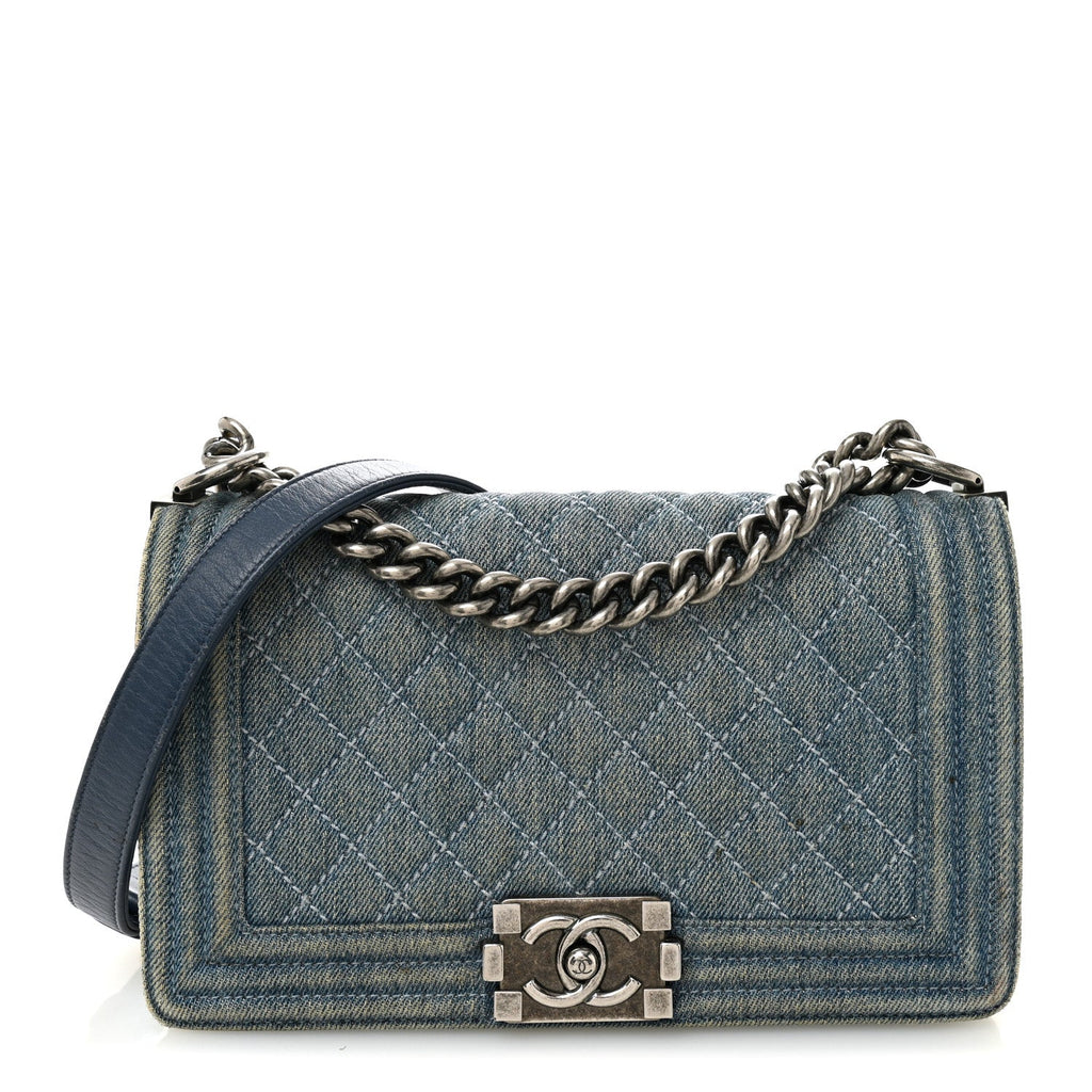 Chanel Denim Quilted Medium Boy Flap Blue