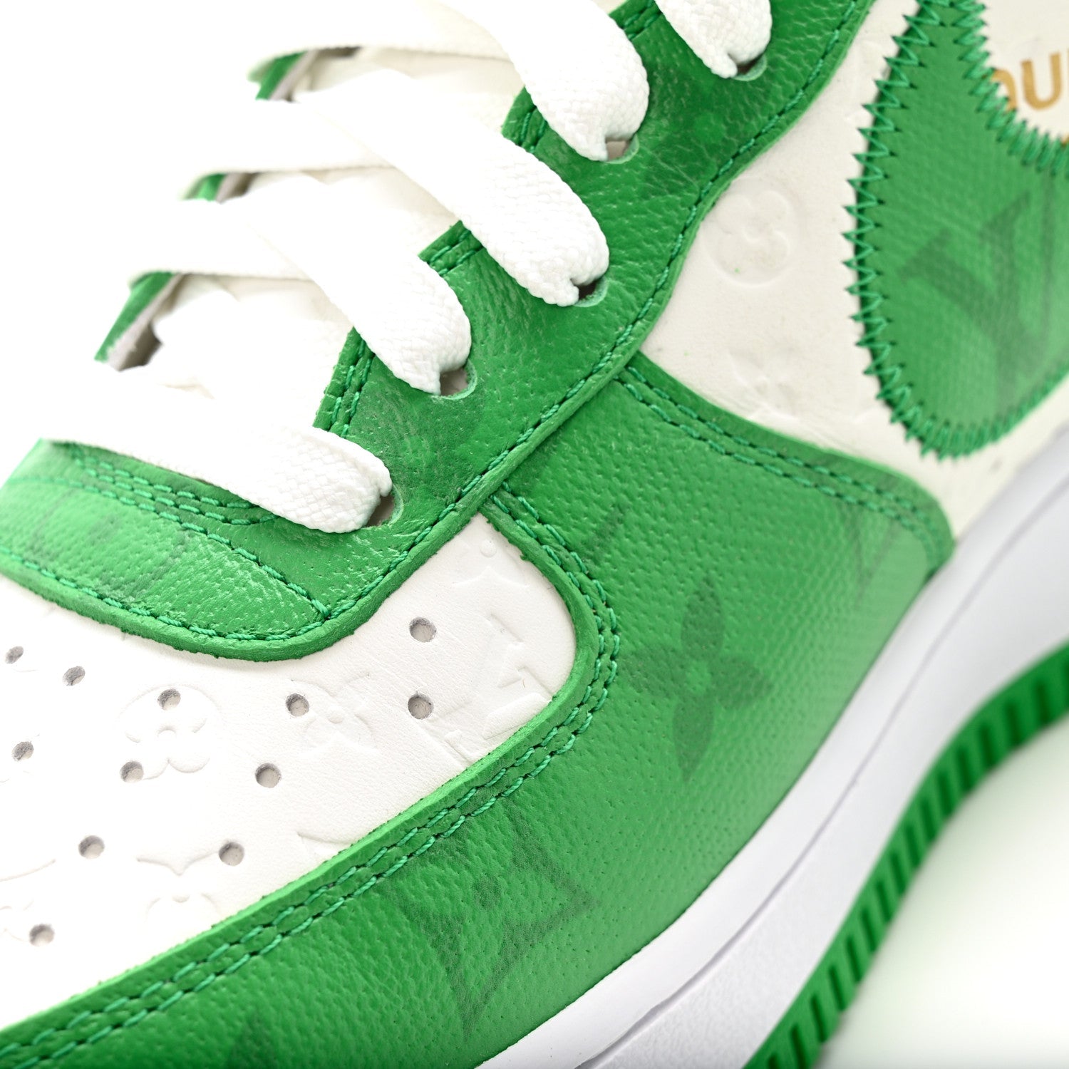 Louis Vuitton X NIKE AIR FORCE 1 Calfskin Monogram Mens Low Top Sneakers 8 Green