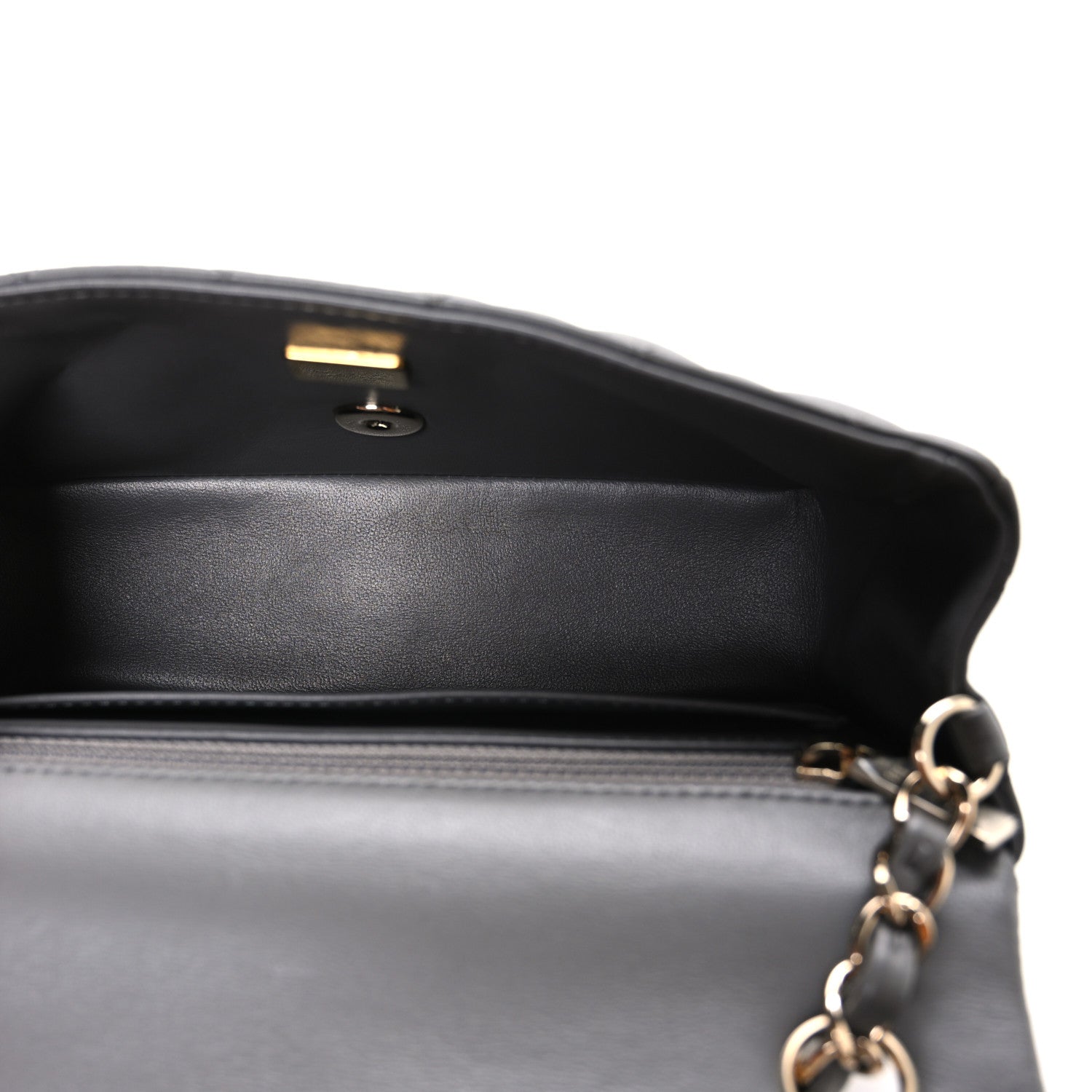 Chanel Lambskin Quilted Mini Rectangular Flap Dark Grey