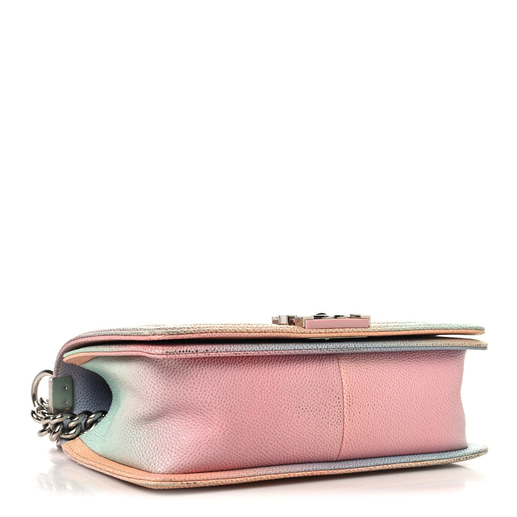 Chanel Caviar Quilted Medium Cuba Rainbow Boy Flap Pink Multicolor
