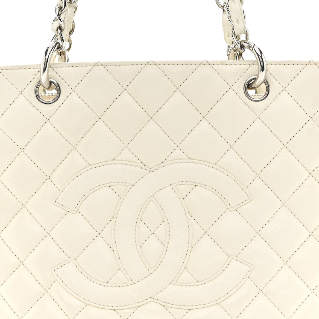 Chanel Caviar Quilted Grand Shopping Tote GST White