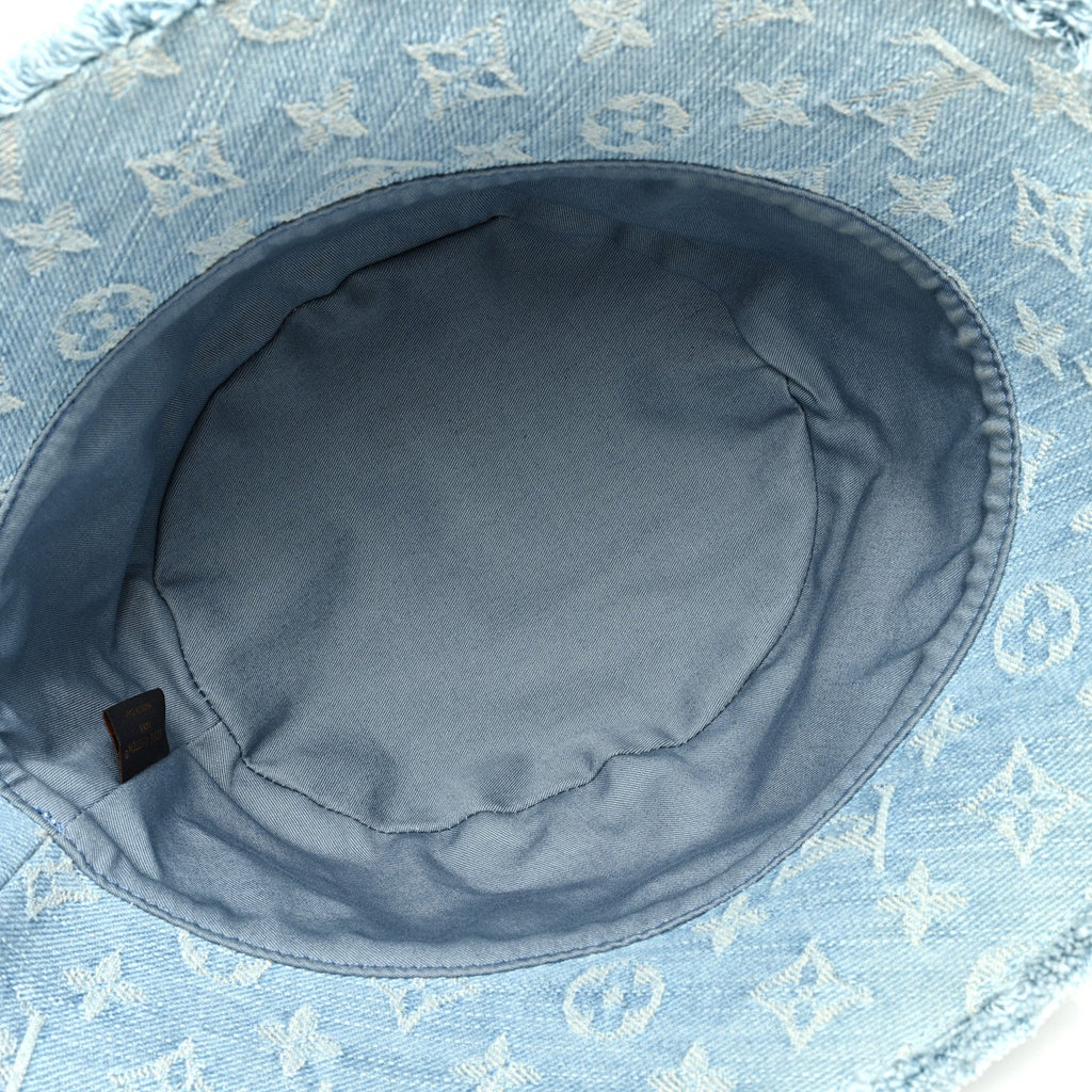 Louis Vuitton Monogram Denim Fringe Bucket Hat Blue