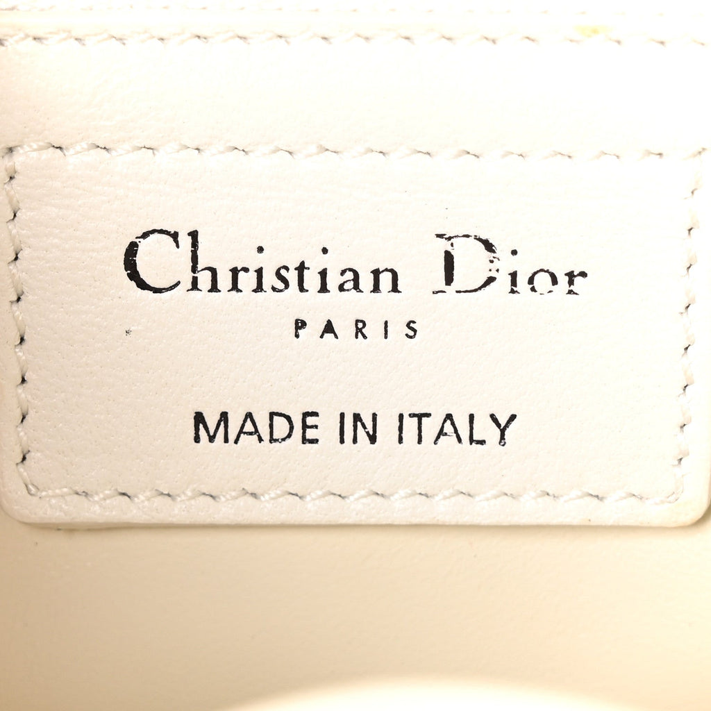 Christian Dior Calfskin Macrocannage Small Caro Bag White