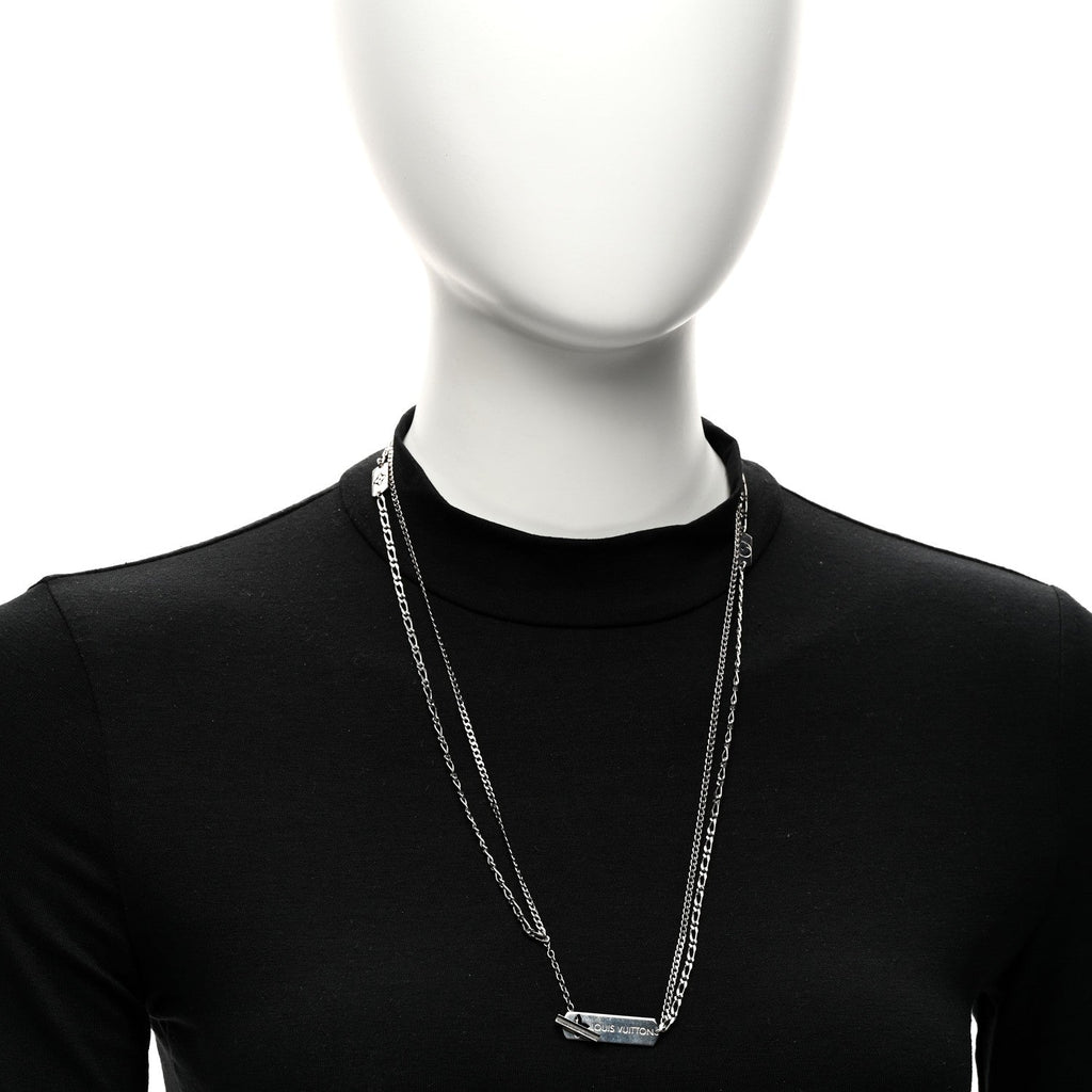 Louis Vuitton Metal Monogram Necklace Silver