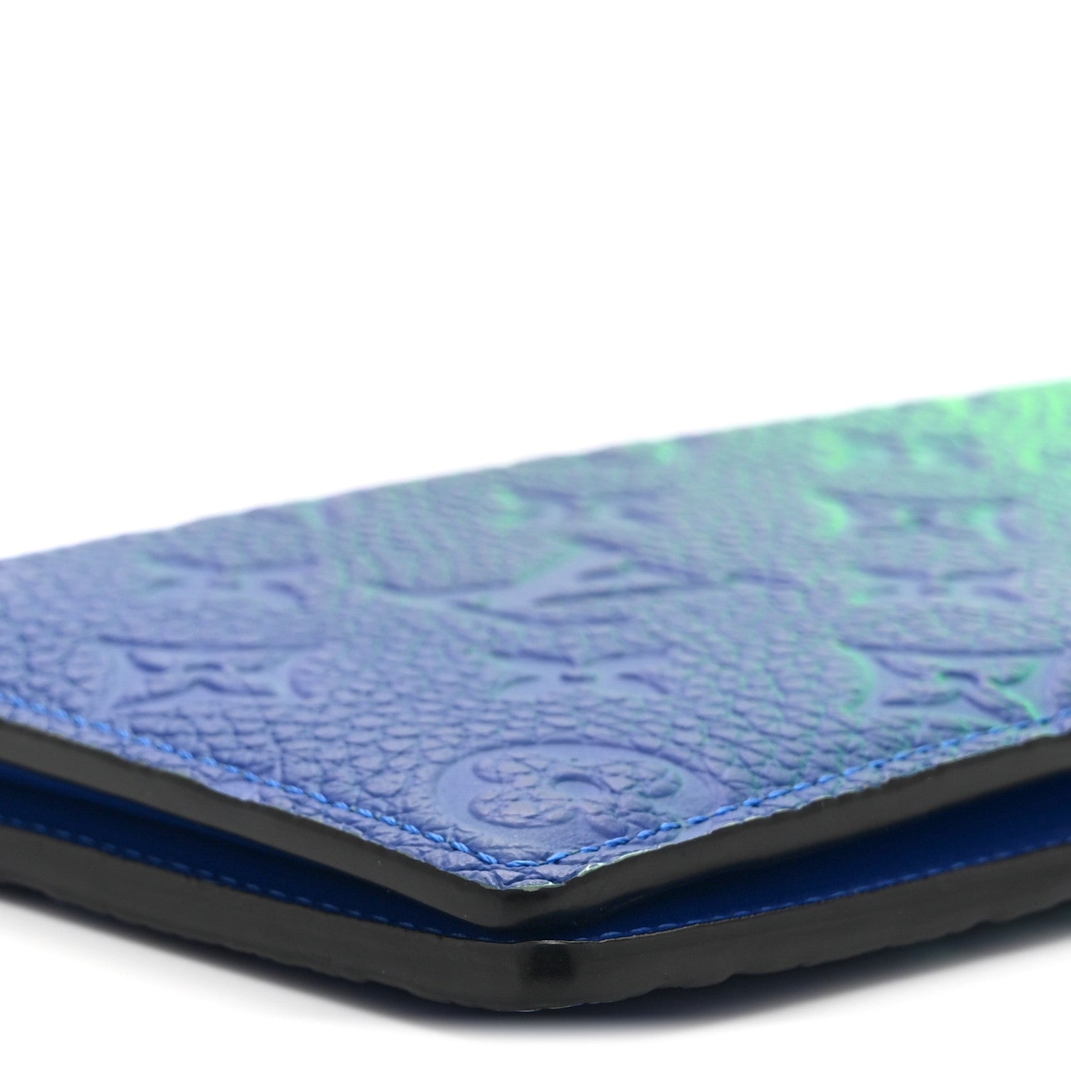 Louis Vuitton Taurillon Illusion Brazza Wallet Bleu Vert