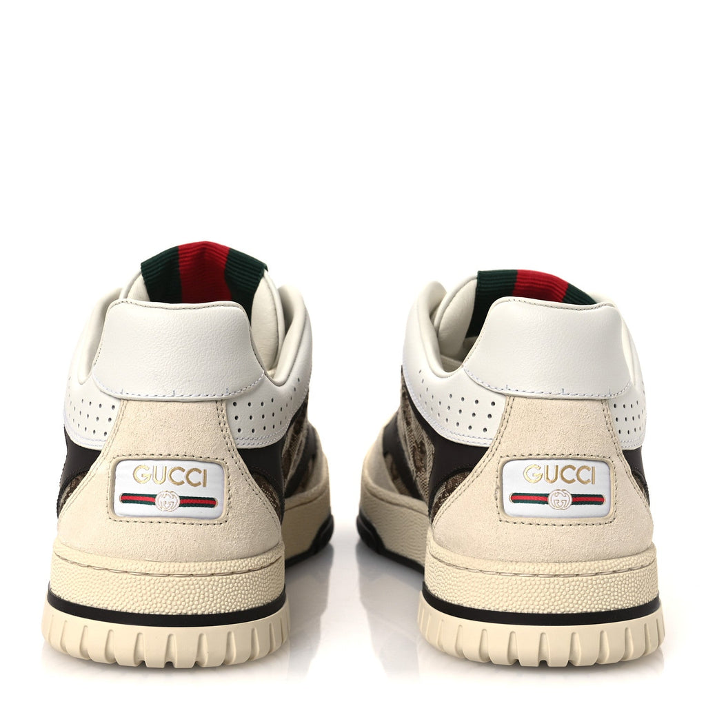 Gucci Monogram Suede Re-Web Sneakers 6 Ivory Beige Ebony