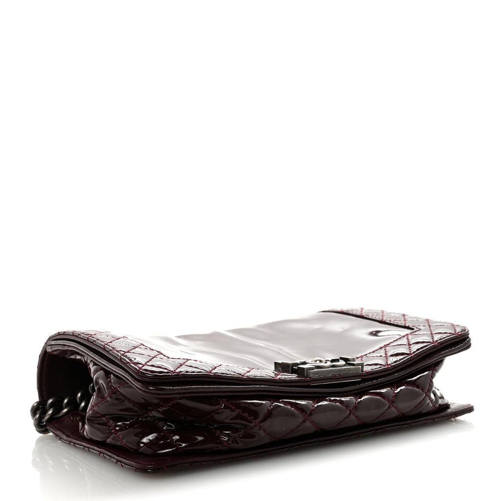 Chanel Patent New Medium Boy Reverso Flap Burgundy