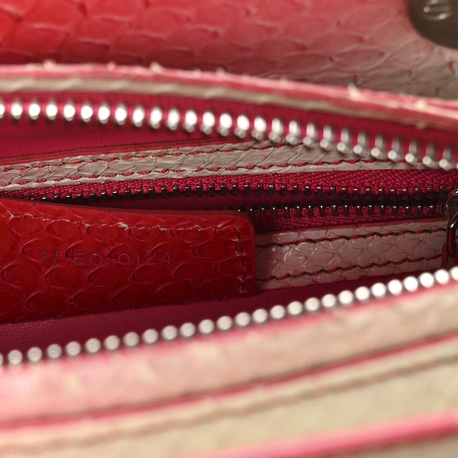 Christian Dior Snakeskin Ombre Medium Lady Dior Red White