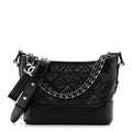 Chanel Aged Calfskin Quilted Small Gabrielle Hobo Black