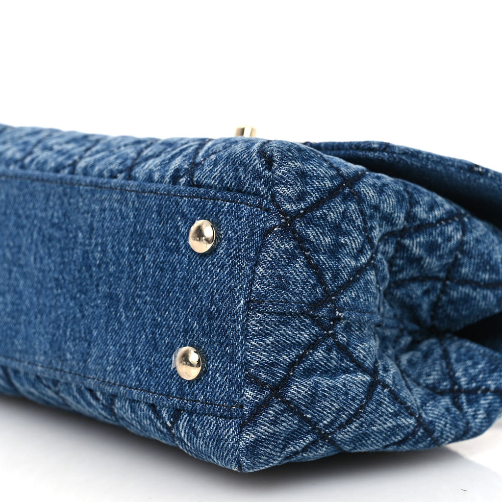 Chanel Washed Denim Quilted Mini Coco Handle Flap Blue