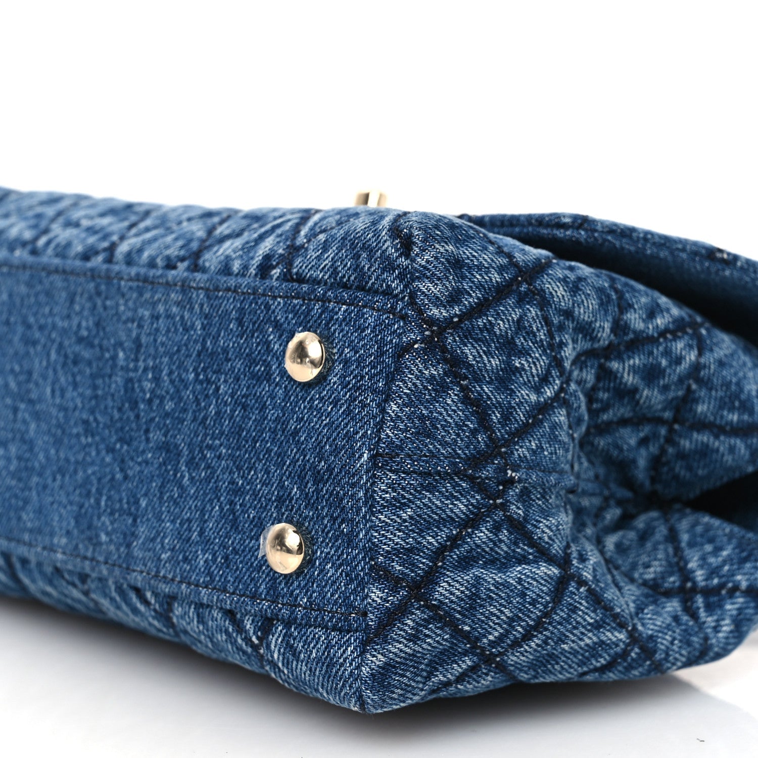 Chanel Washed Denim Quilted Mini Coco Handle Flap Blue