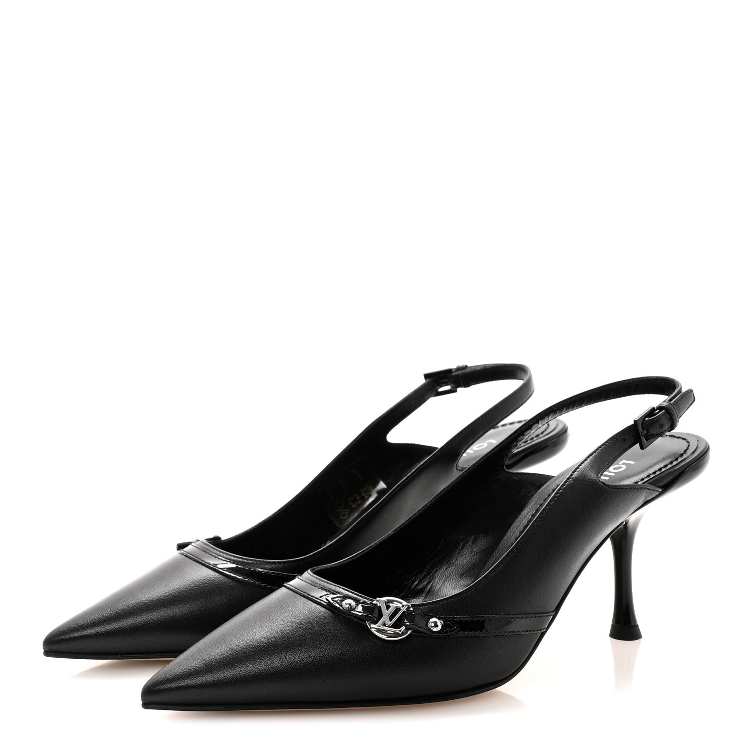 Louis Vuitton Lambskin 6AM Slingback Pumps 37.5 Black