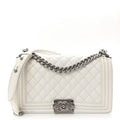 Chanel Caviar Quilted Medium Boy Flap White