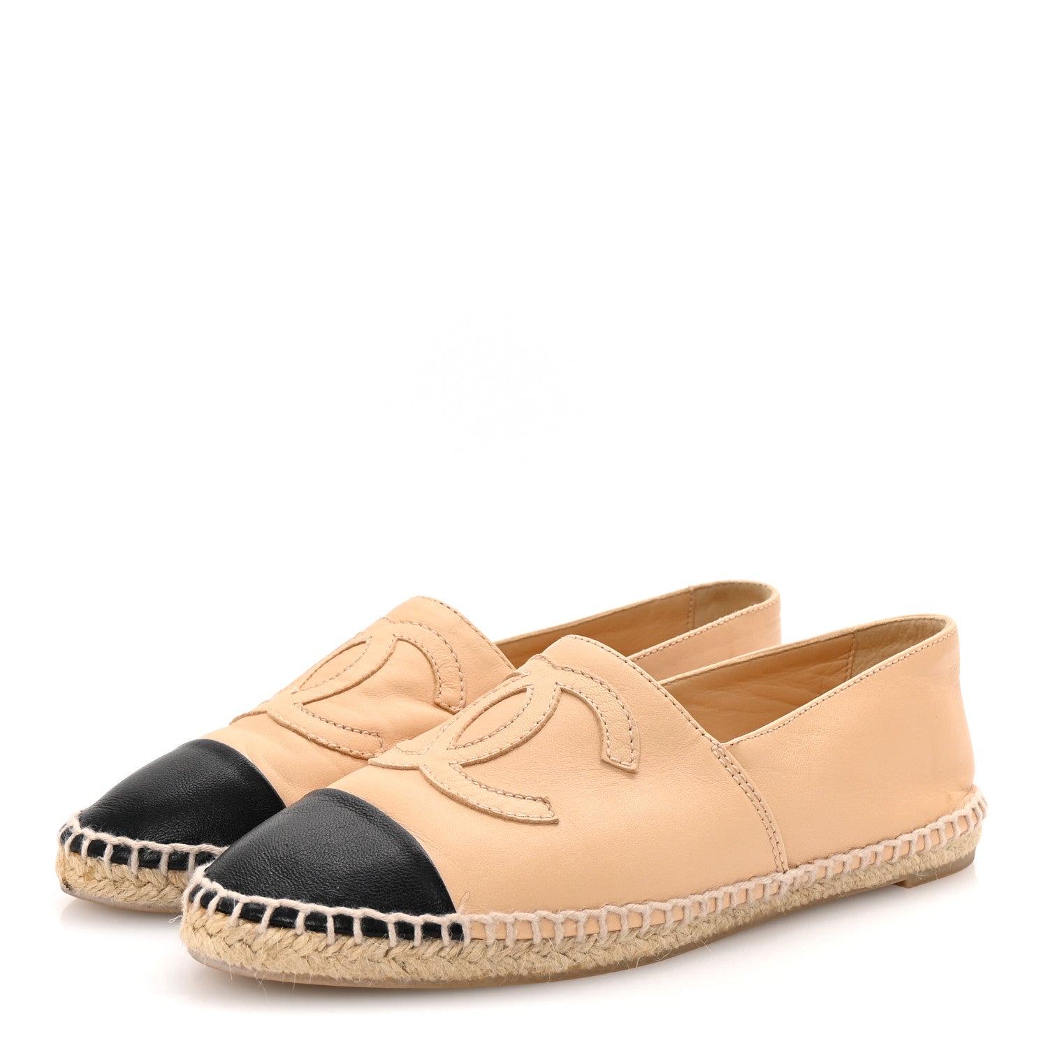 Lambskin CC Espadrilles 35 Beige Black