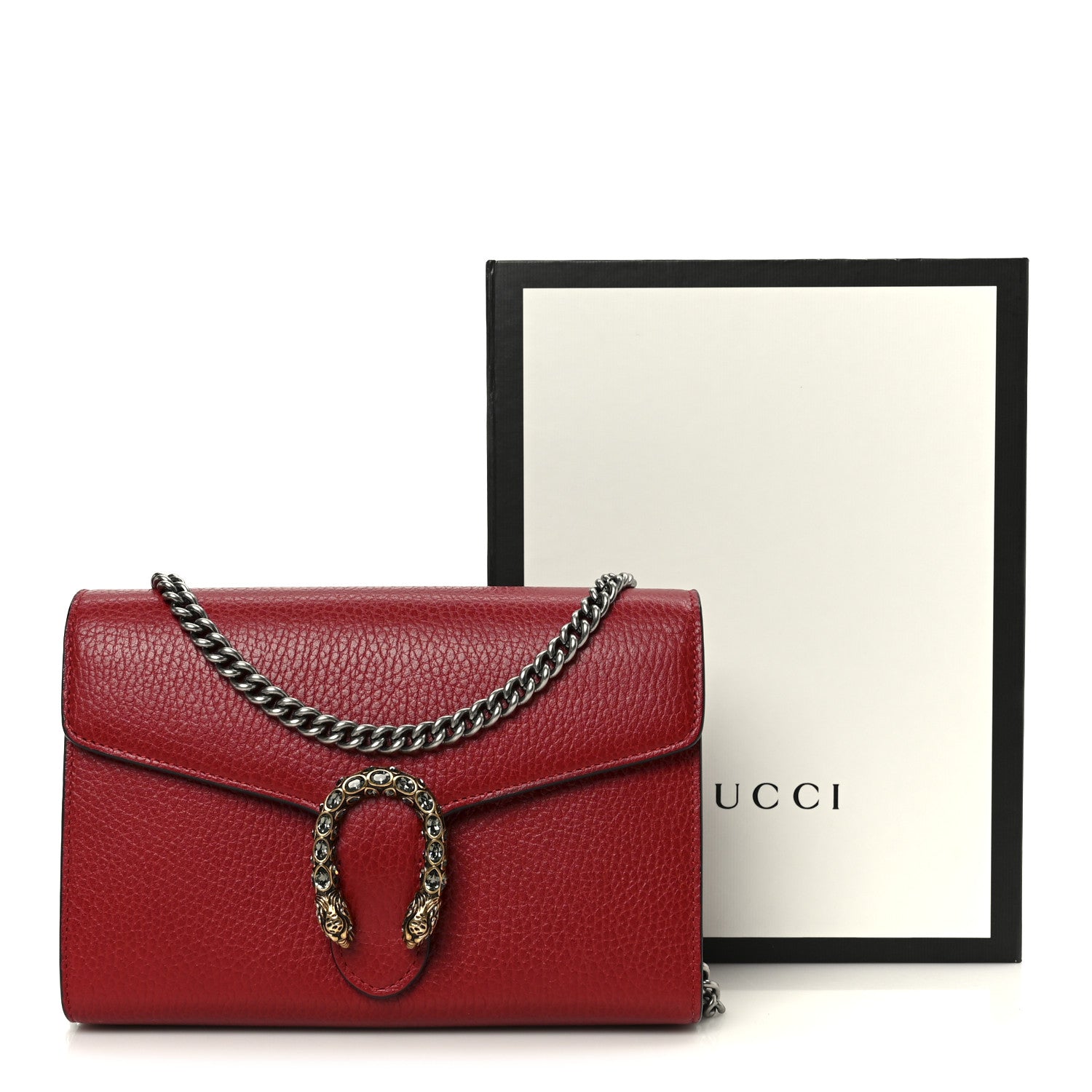 Gucci Calfskin Mini Dionysus Chain Wallet Hibiscus Red
