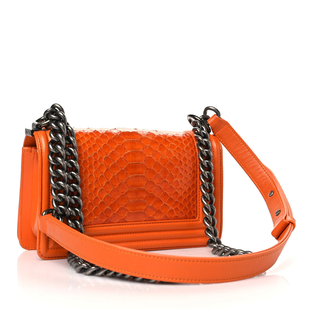 Chanel Snakeskin Small Boy Flap Orange