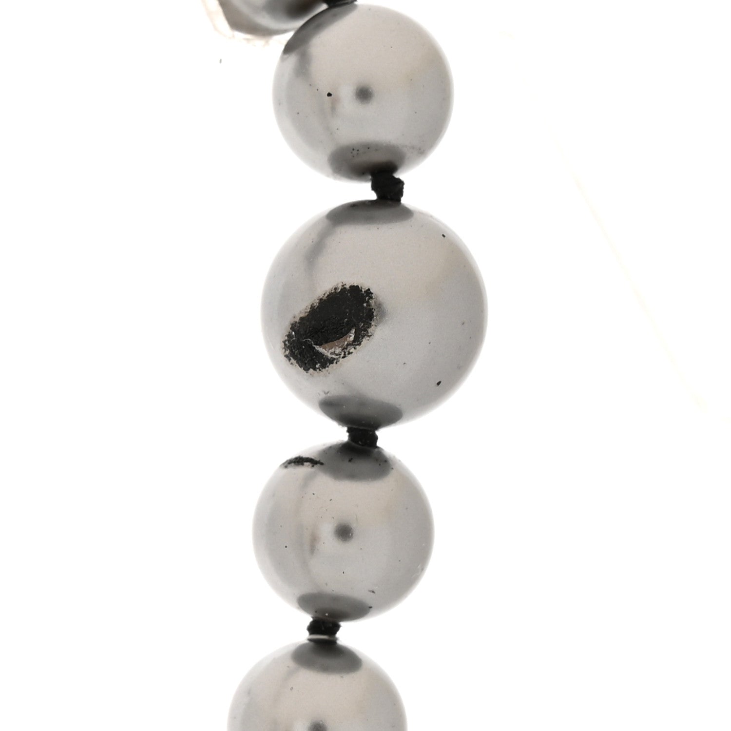 Crystal Baguette Graduated Pearl CC Short Necklace Silver Grey