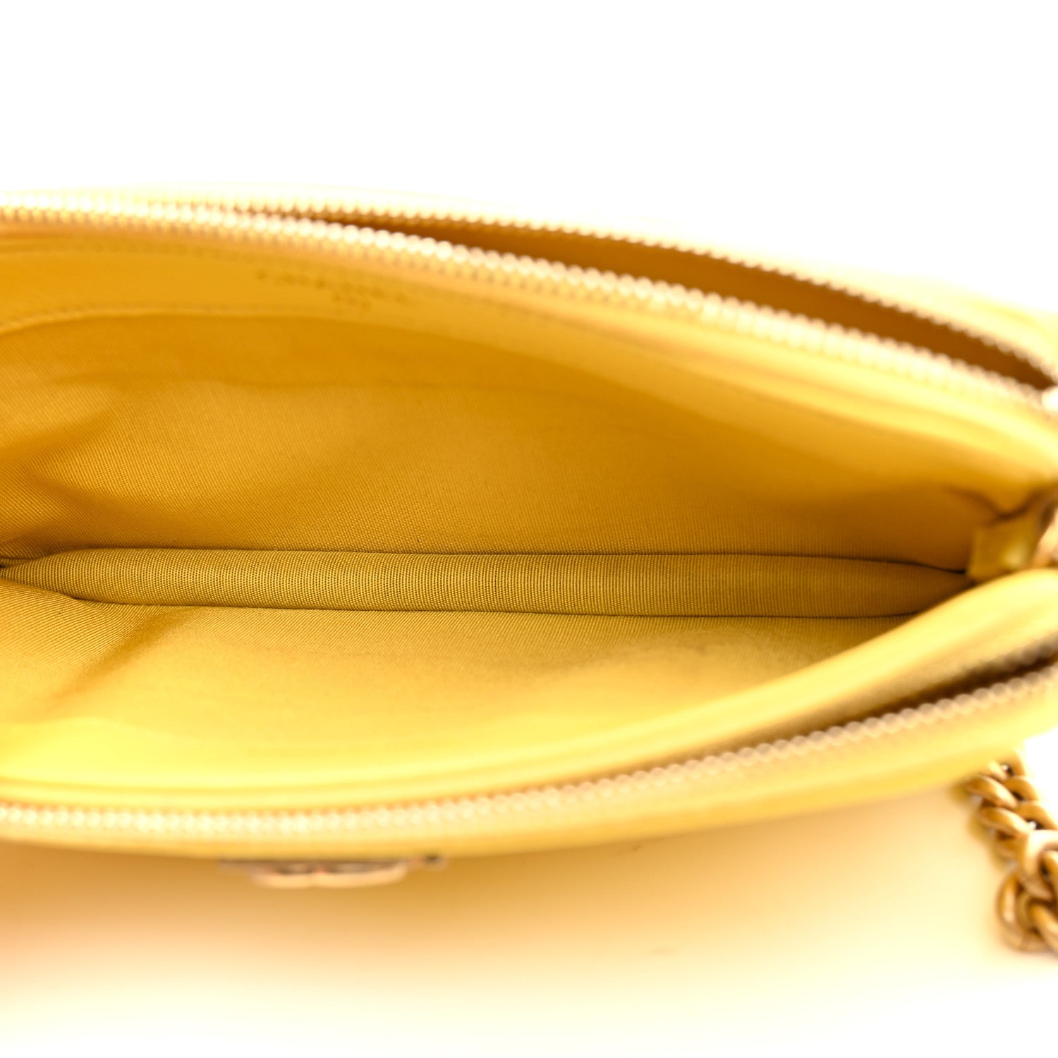 Chanel Caviar Quilted Small Boy Clutch With Chain Yellow