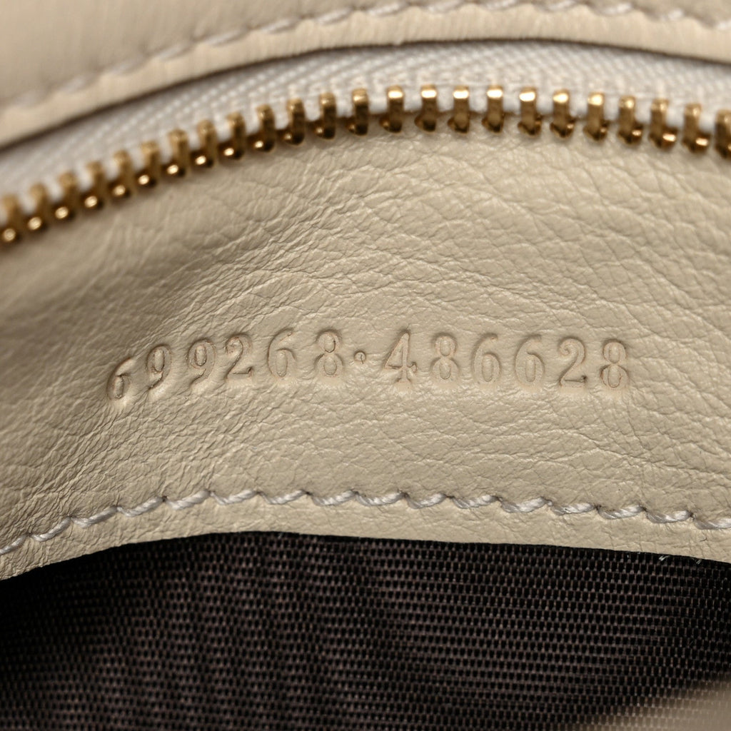 Gucci Roxy Calfskin Blondie Chain Shoulder Flap Bag Mystic White