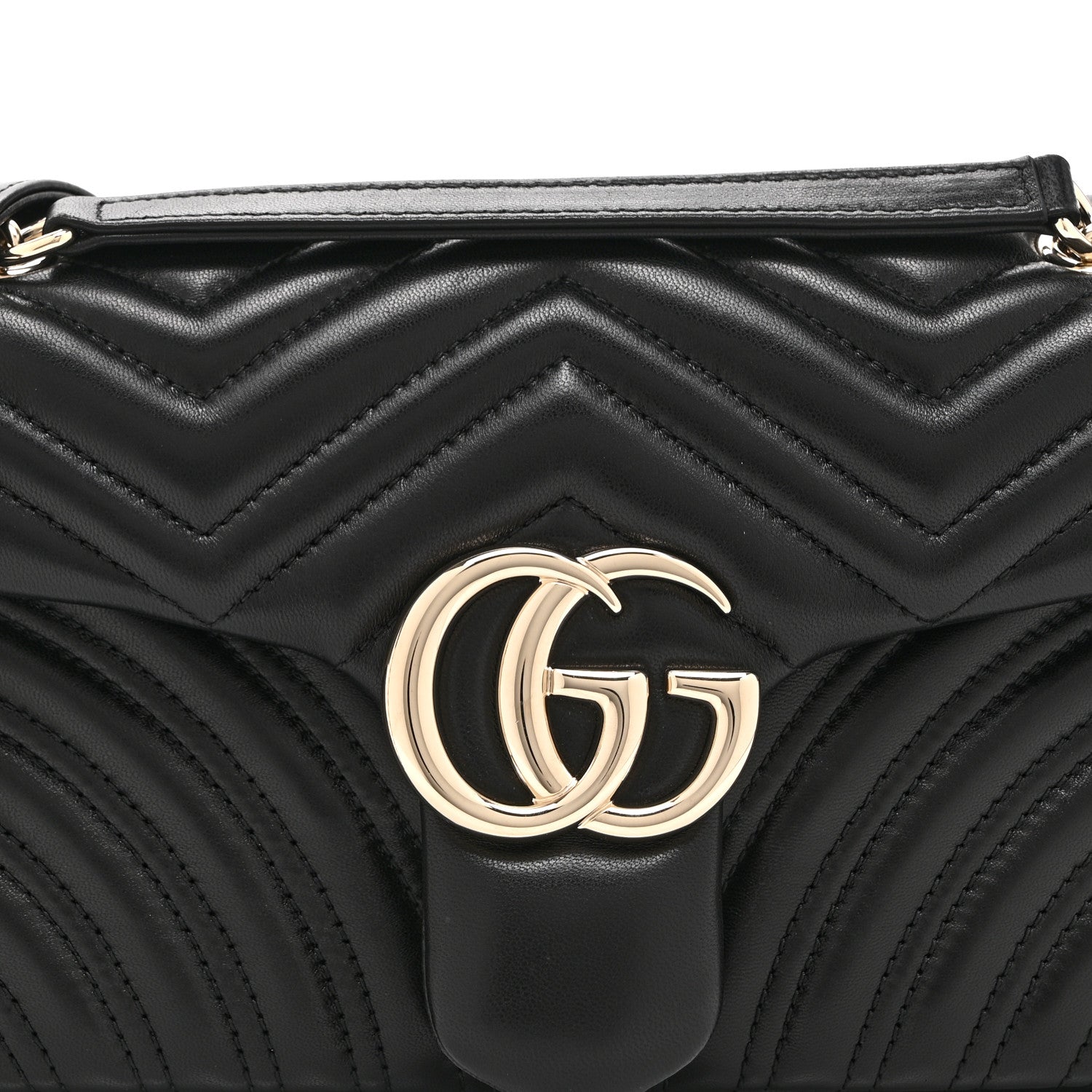 Gucci Lambskin Matelasse Medium GG Marmont Shoulder Bag Black