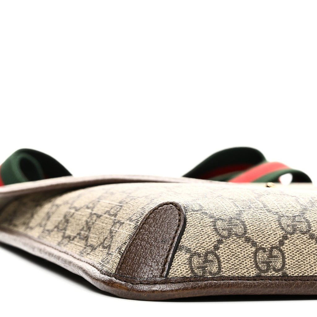 Gucci GG Supreme Monogram Web Medium Neo Vintage Flap Messenger Bag Beige New Acero