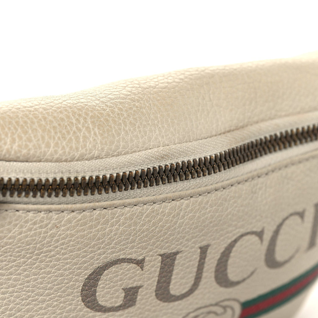 Gucci Grained Calfskin Small Logo Belt Bag White