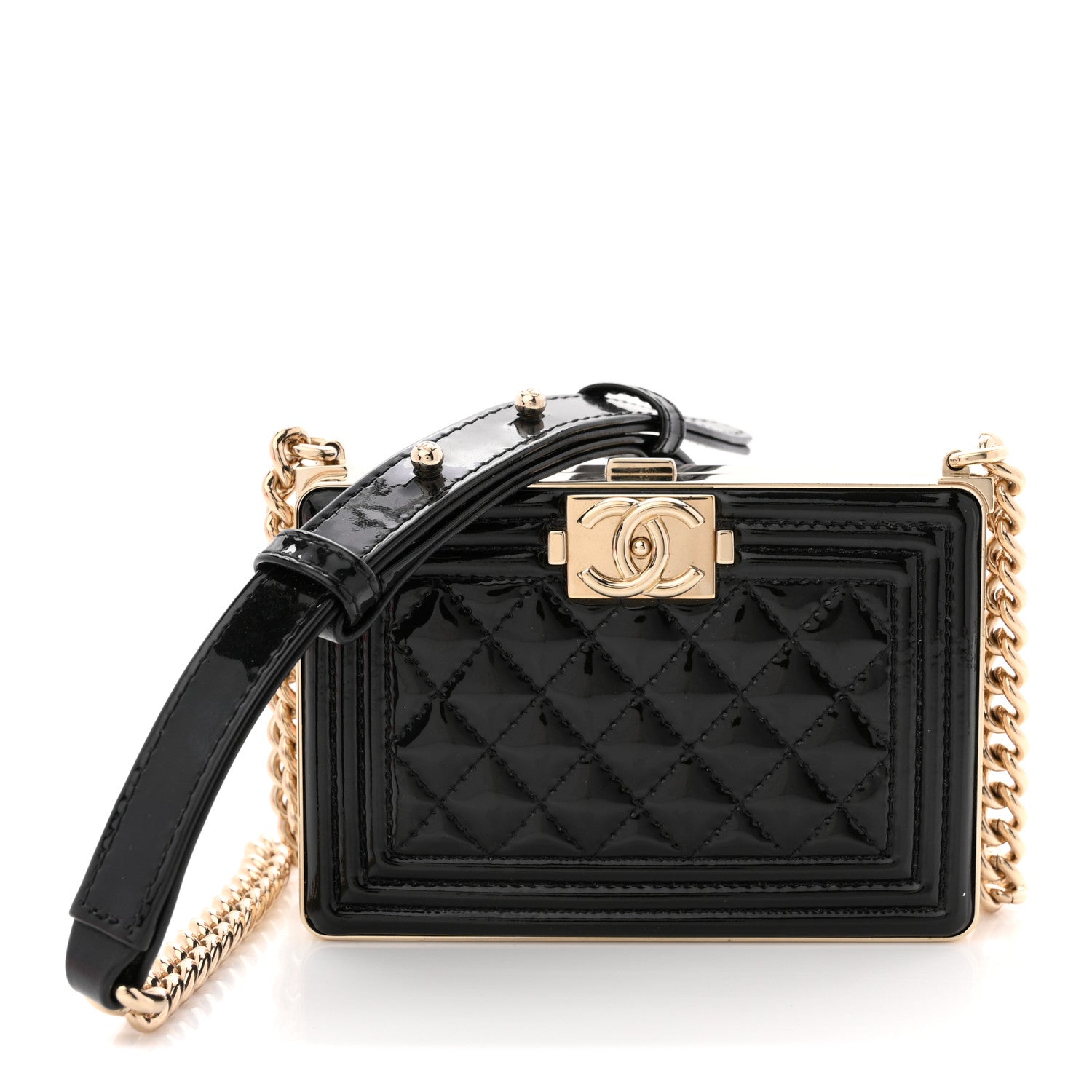 Chanel Patent Calfskin Boy Minaudiere Black